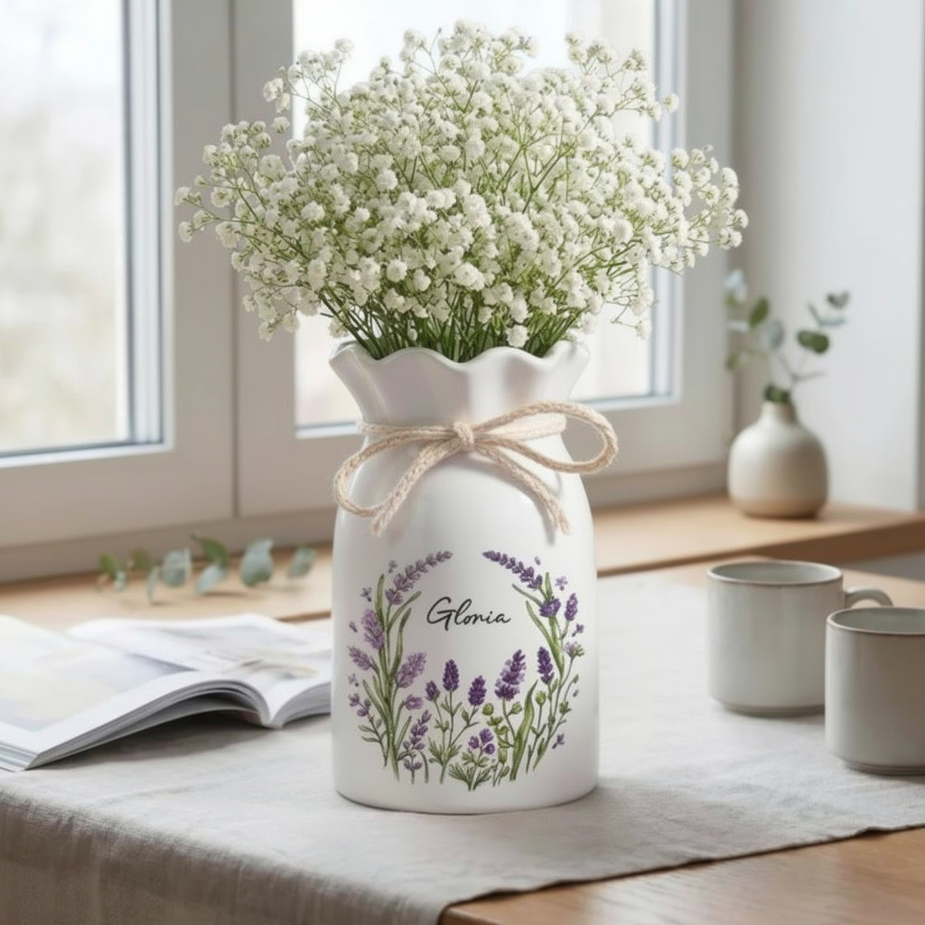 Personalized Floral Name Flower Vase, Mother's Day Gift