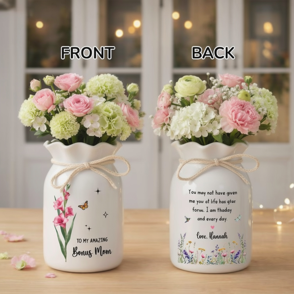 Custom Bonus Mom Flower Vase, Bonus Mom Gift From Bride