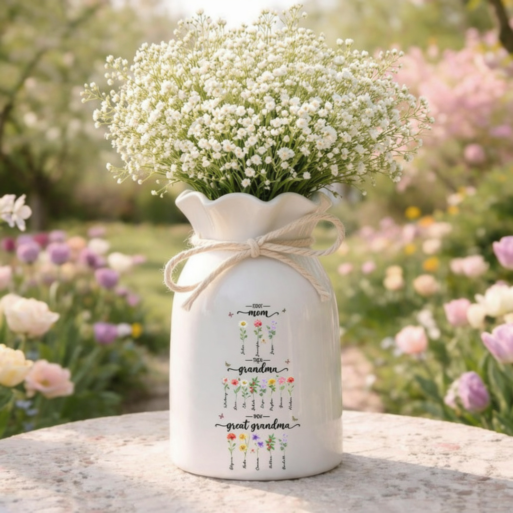 Personalized Birth Month Flower Vase First Mom Then Grandma Now Great Grandma