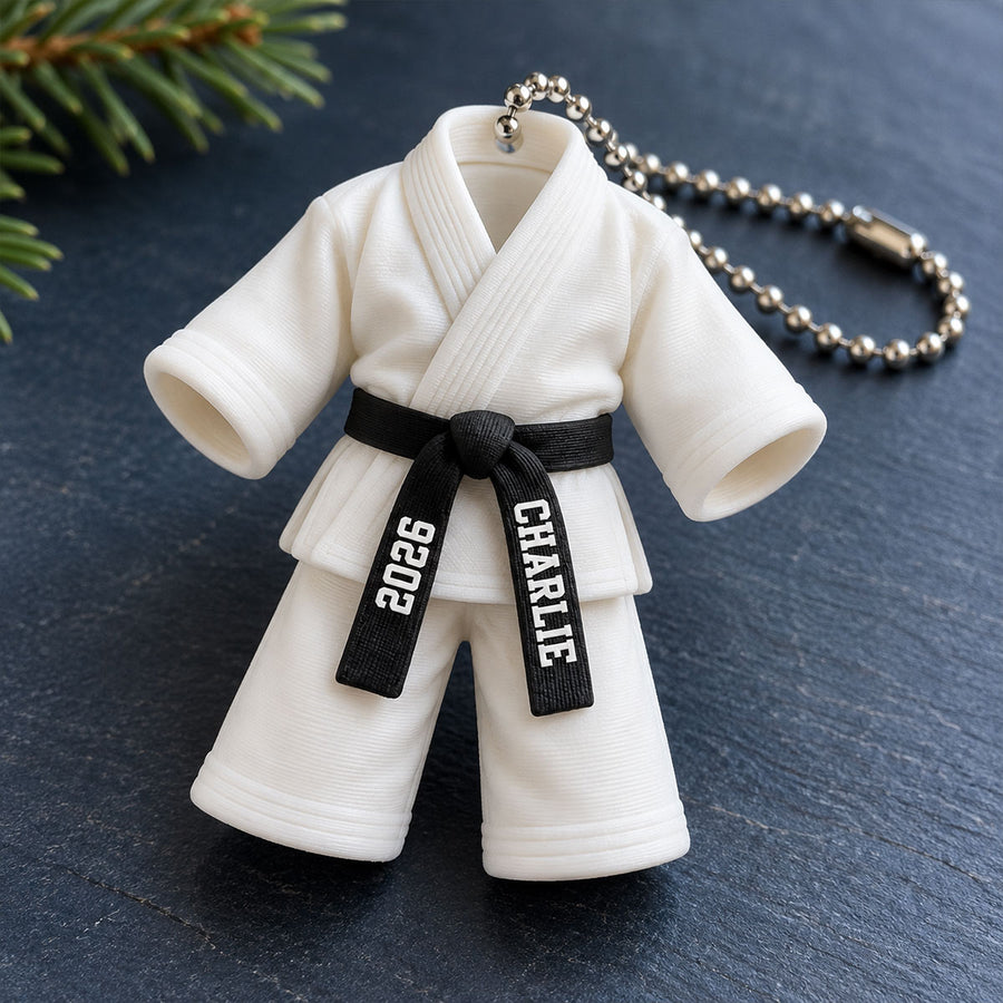 Personalized 3D Karate Uniform Ornament, Christmas Gift For Daughter, Son, Granddaughter, Grandson