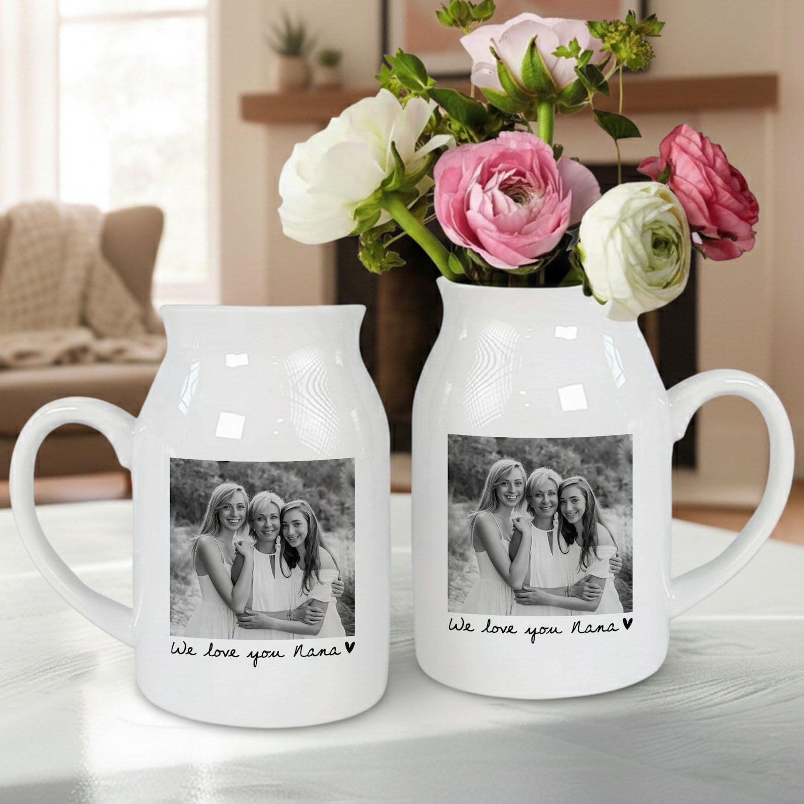 Custom Photo Gift for Mom, Mothers Day Gift, Mom Floral Vase