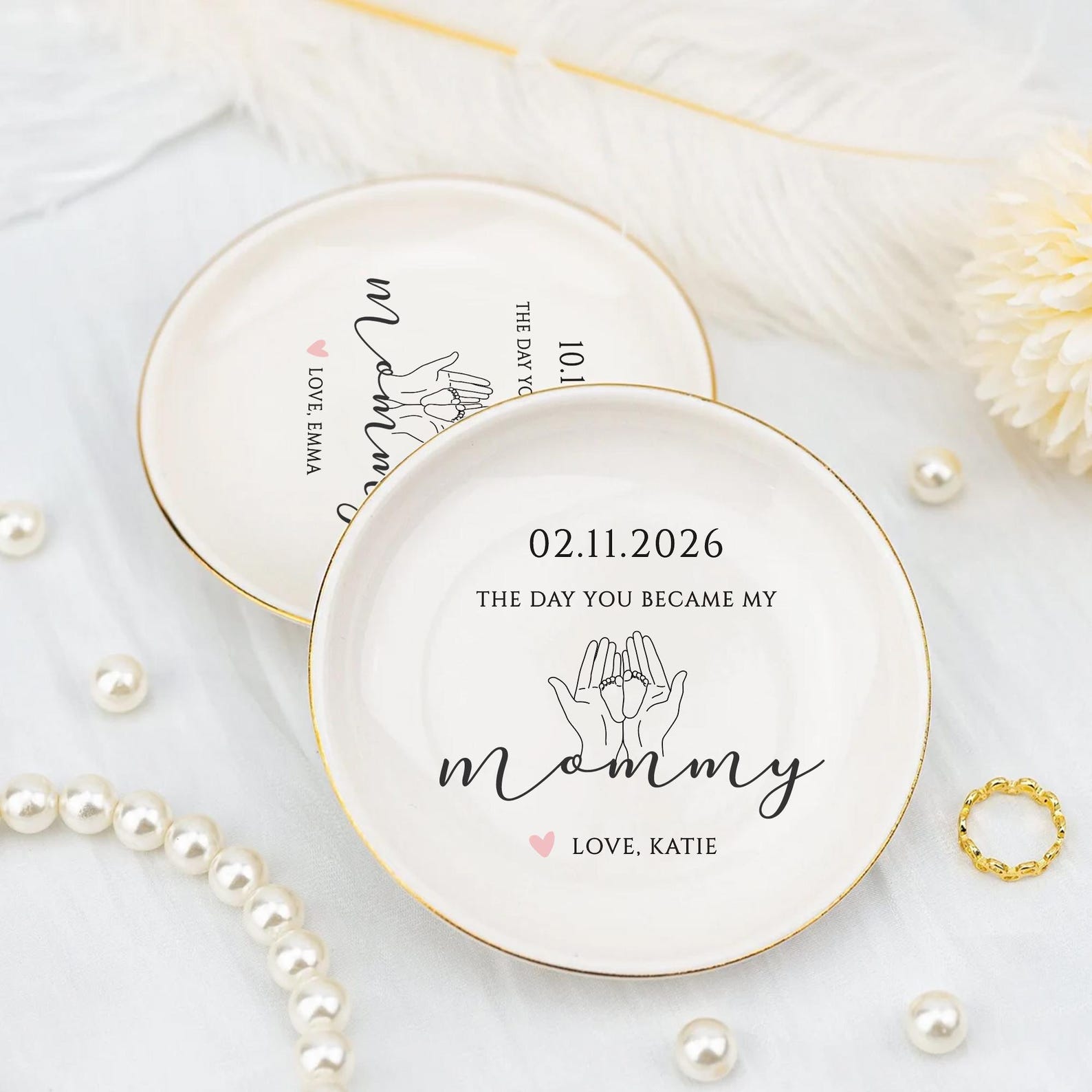 The Day You Became My Mommy Trinket Tray, First Mothers Day Gift, New Mom Gift