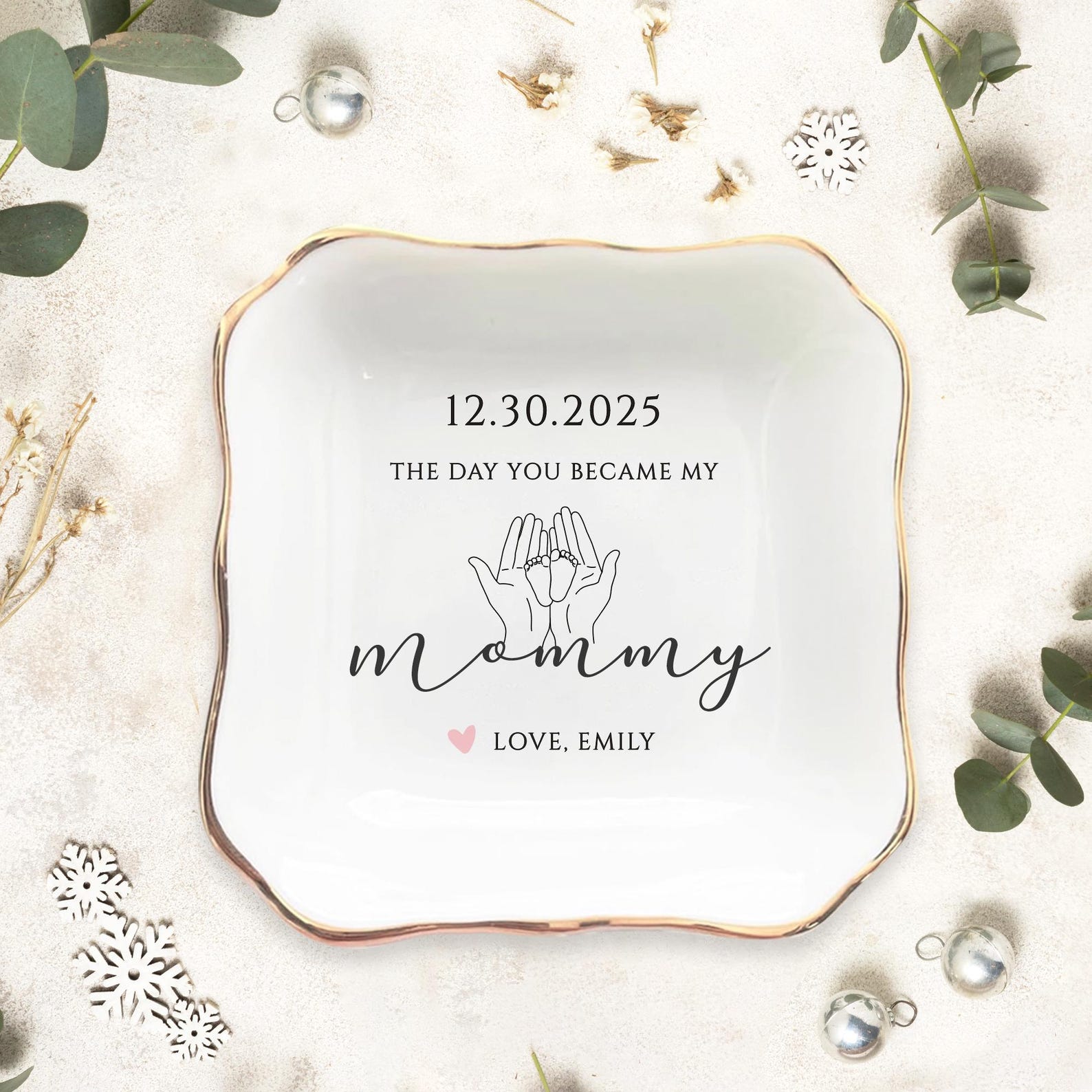 The Day You Became My Mommy Trinket Tray, First Mothers Day Gift, New Mom Gift