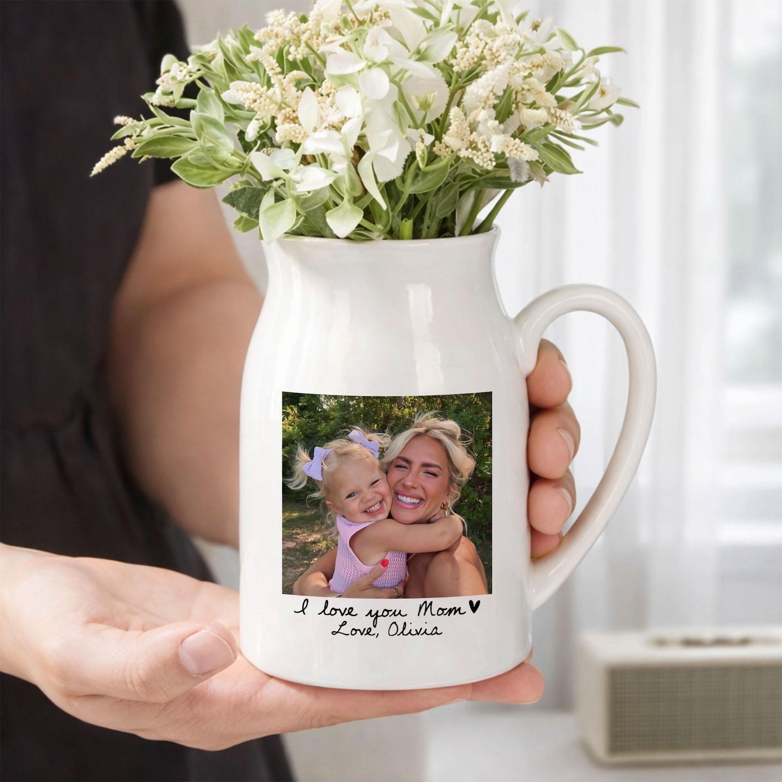 Custom Photo Gift for Mom, Mothers Day Gift, Mom Floral Vase