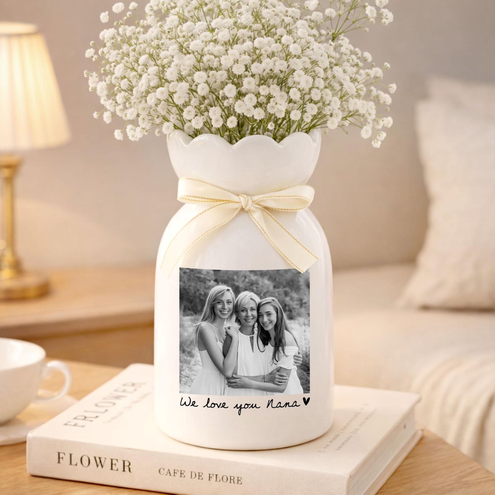 Custom Photo Gift for Mom, Mothers Day Gift, Mom Floral Vase