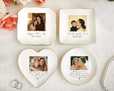 Personalized Photo Jewelry Dish, Mother of The Bride Jewelry Tray, Custom Ring Ceramic Dish with Picture