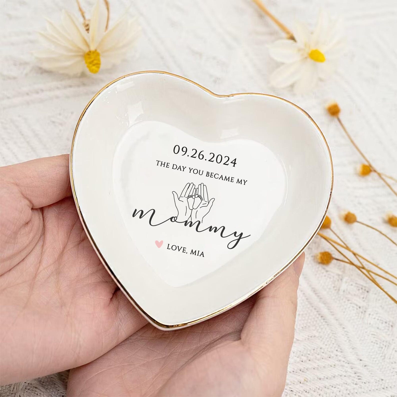 The Day You Became My Mommy Trinket Tray, First Mothers Day Gift, New Mom Gift