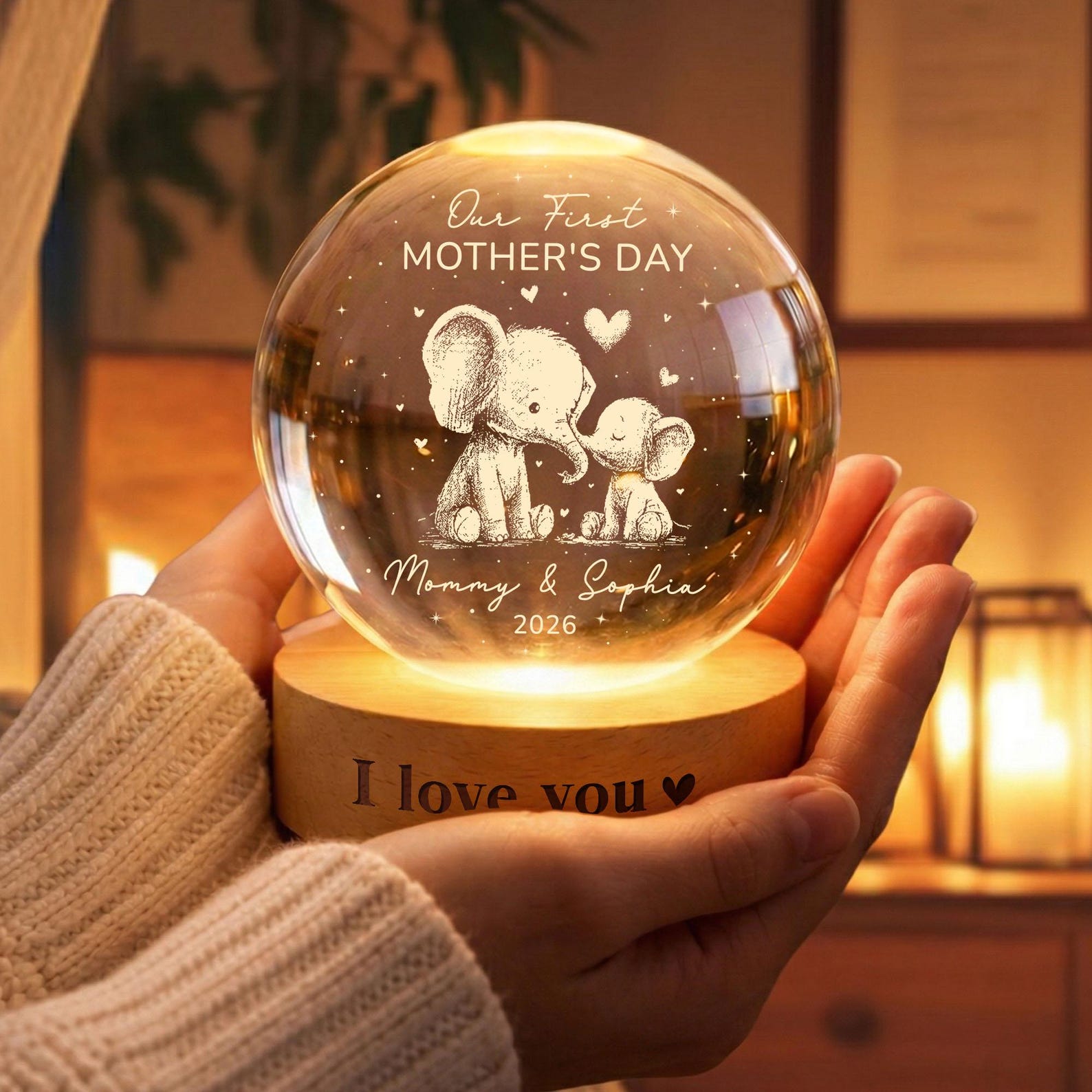 First Mother's Day Gift from Baby, 1st Mothers Day Crystal Ball Night Light