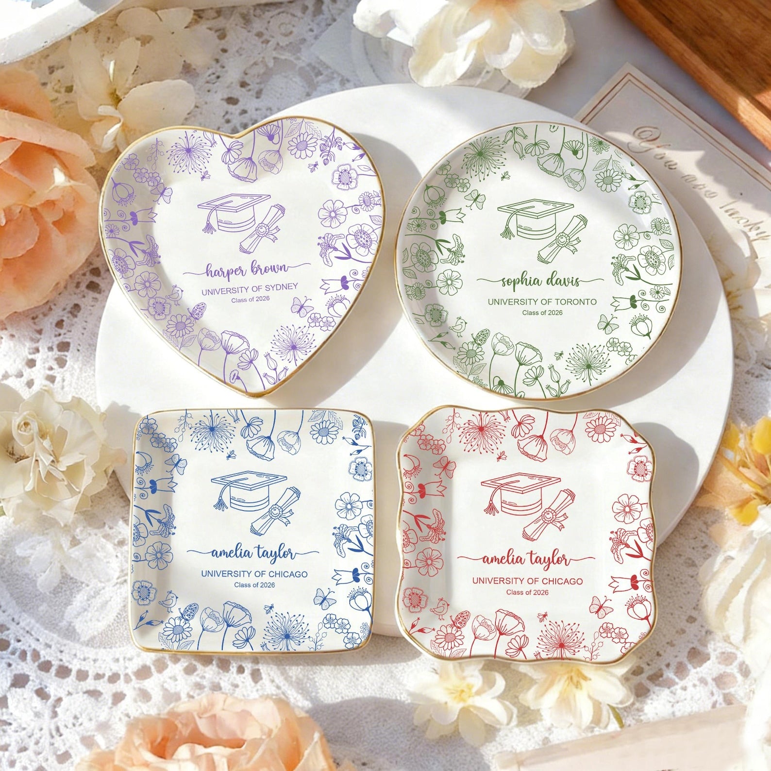 Personalized Graduation Ring Dish, Custom 2026 Jewelry Trinket Tray