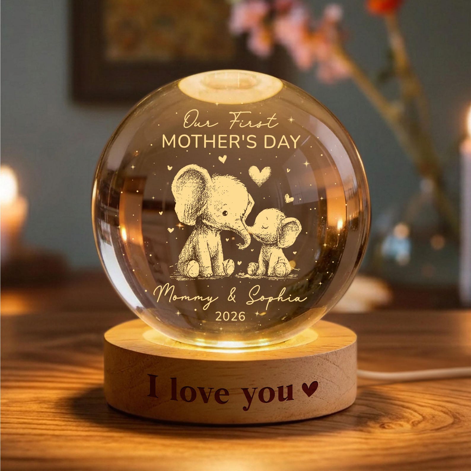 First Mother's Day Gift from Baby, 1st Mothers Day Crystal Ball Night Light