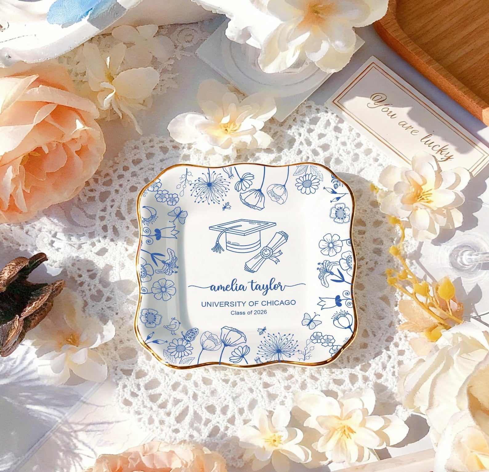 Personalized Graduation Ring Dish, Custom 2026 Jewelry Trinket Tray