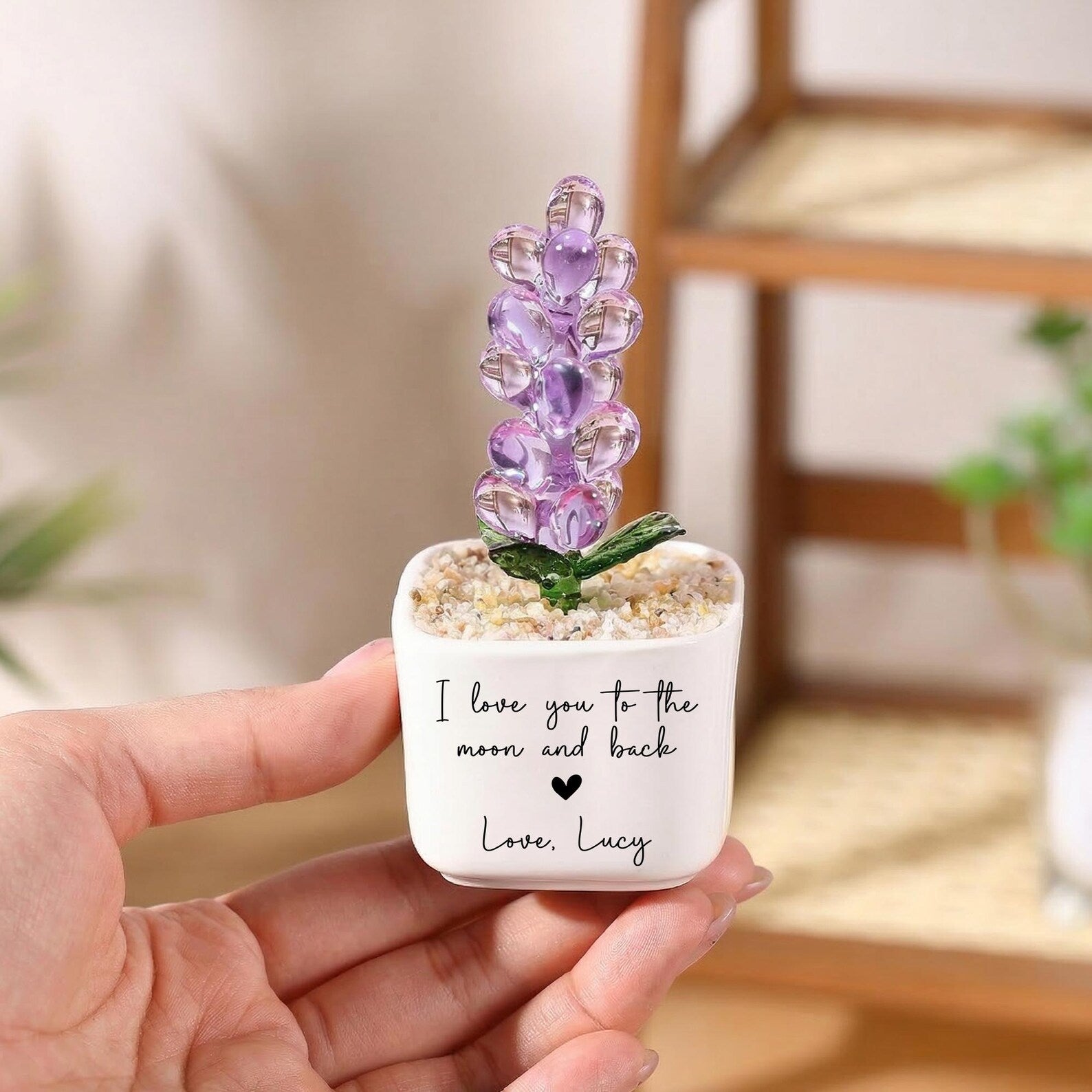 Glass Everlasting Plant Pot, Custom Mom Potted Plant, Hand Blown Glass Potted