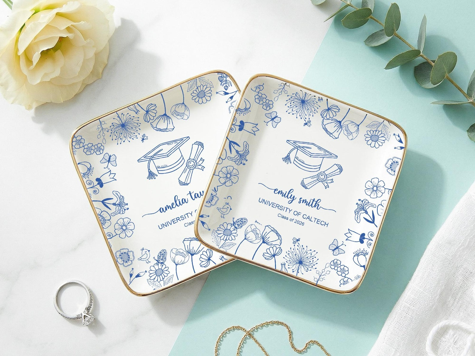 Personalized Graduation Jewelry Dish, Class of 2026 Gift, Graduation Trinket Dish