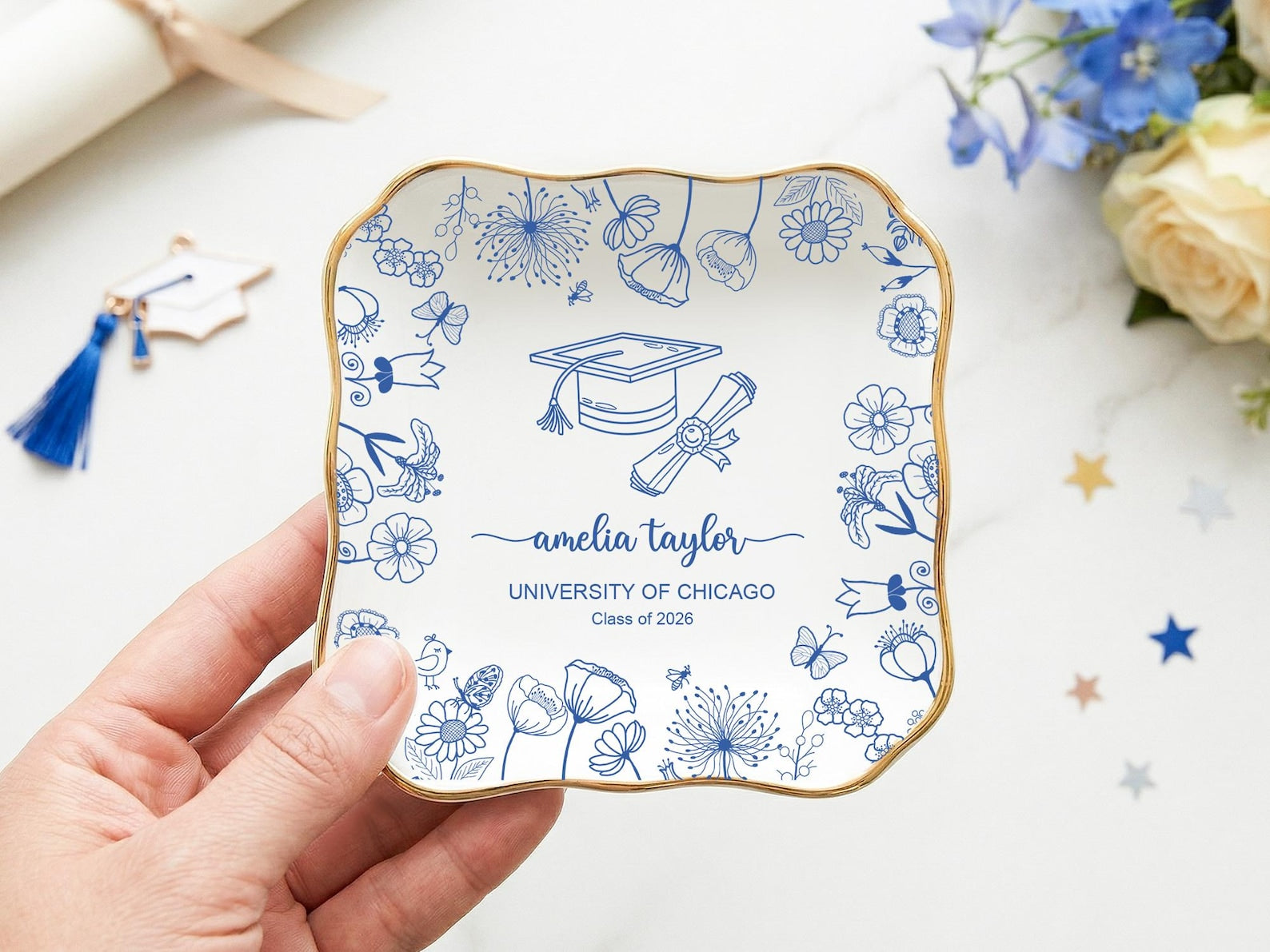 Personalized Graduation Jewelry Dish, Class of 2026 Gift, Graduation Trinket Dish