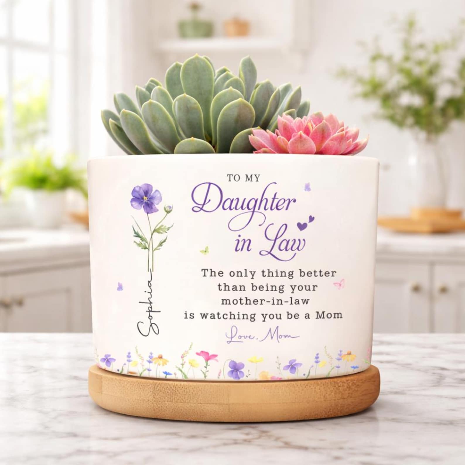 Personalized Daughter in Law Plant Pot, The Only Thing Better Than Your Mother Flower Pot