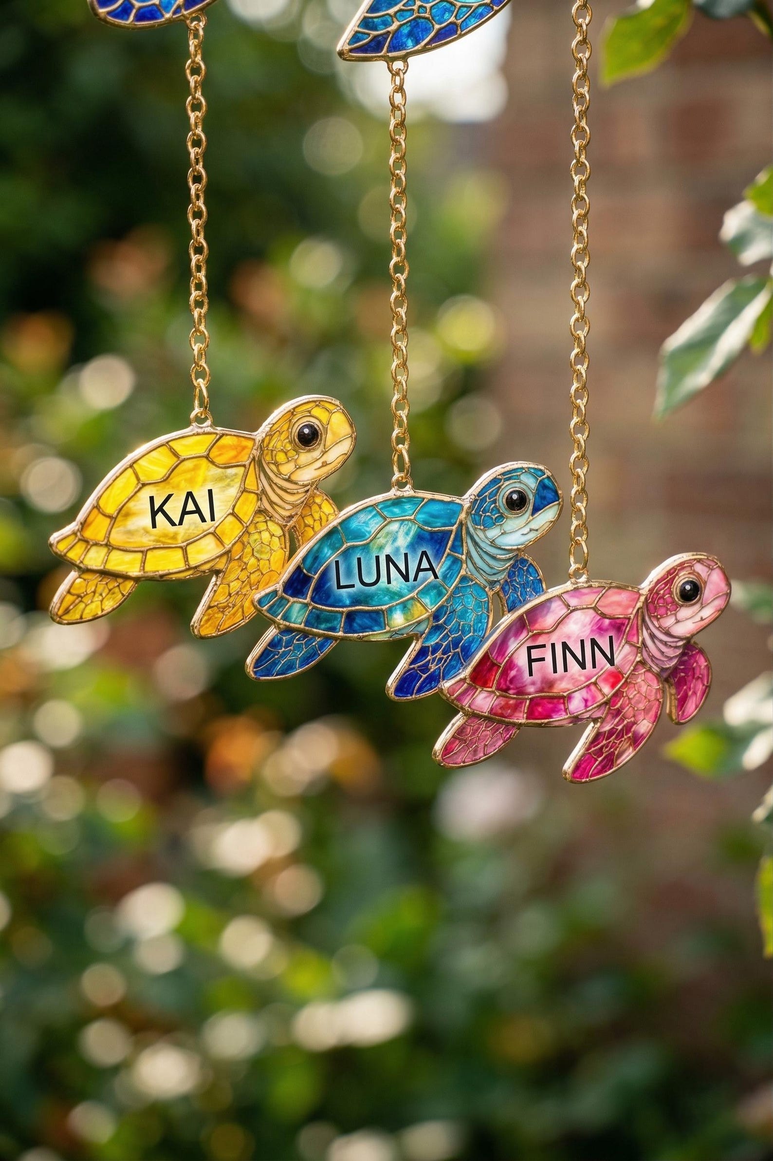 Personalized Grandma& Kids Sea Turtle Suncatcher, Sea Turtle Family Suncatcher