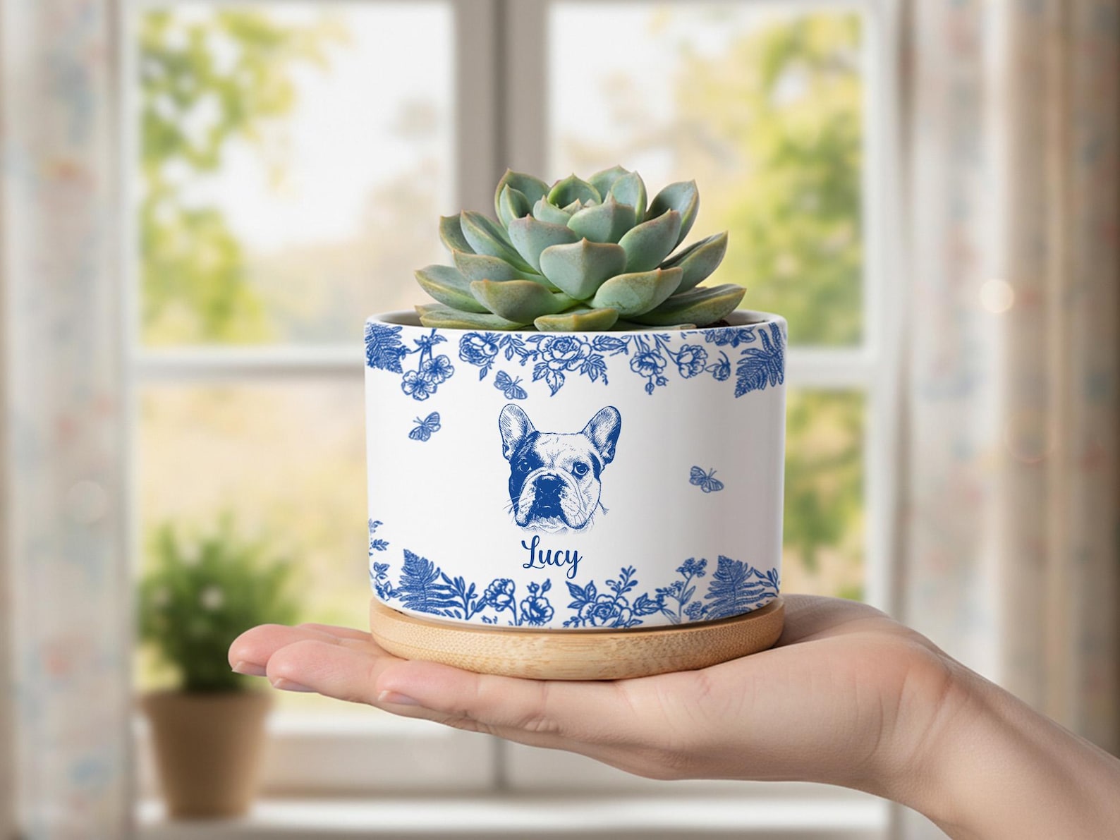 Personalized Pet Memorial Planter, Custom Pet Portrait Plant Pot, Sympathy Gift
