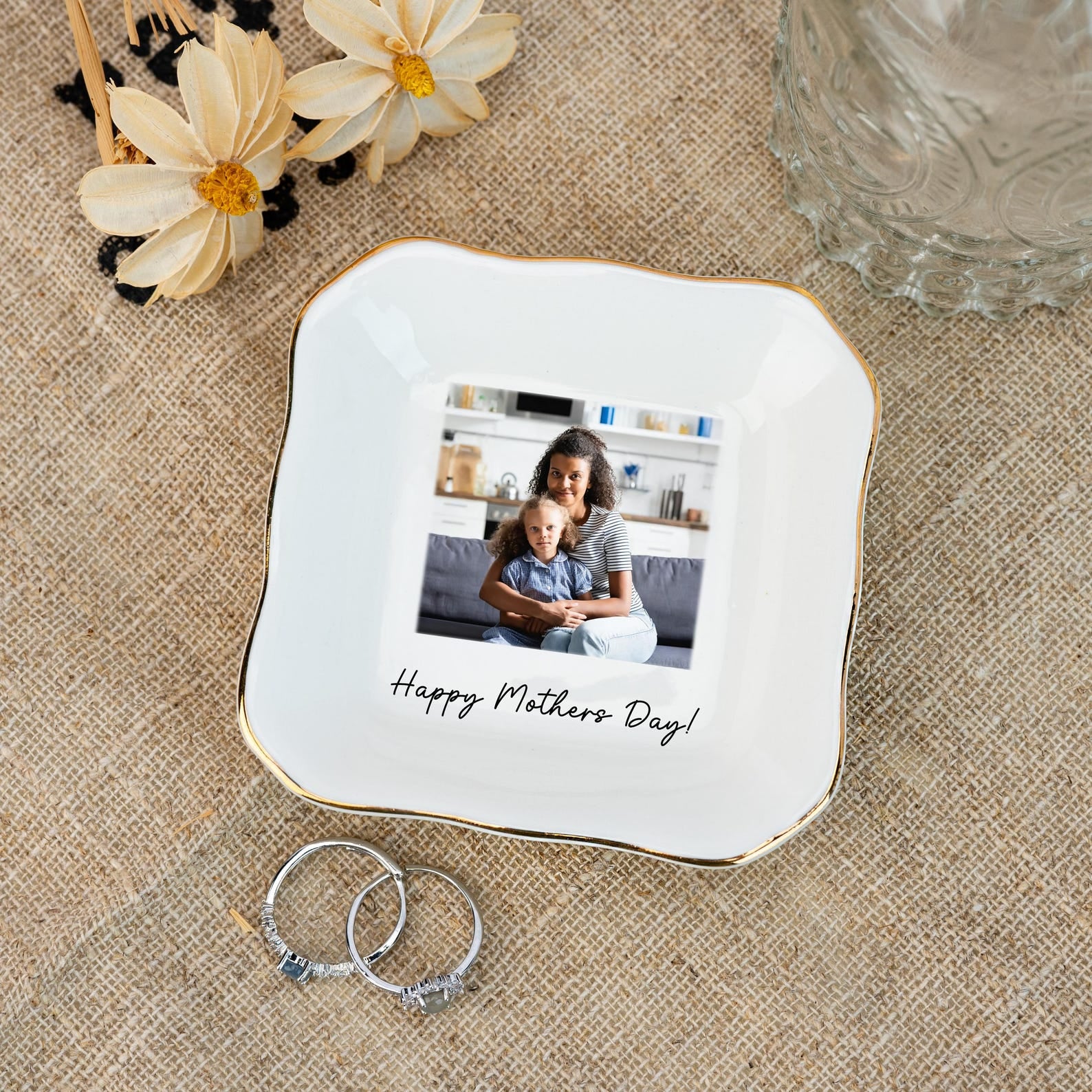Custom Photo Jewelry Dish, Photo Gifts for Mom, Mom Jewelry Dish