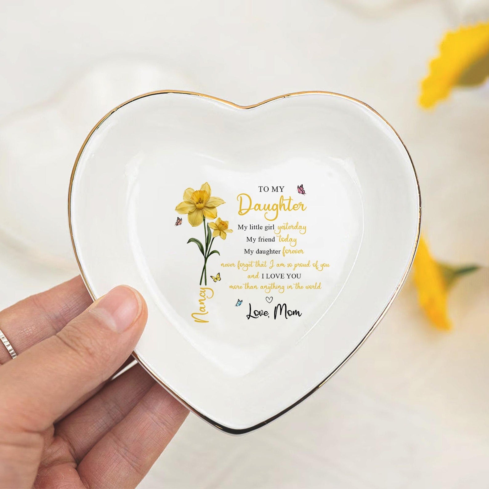 Personalized To My Daughter Jewelry Dish, Gift for Daughter Trinket Tray