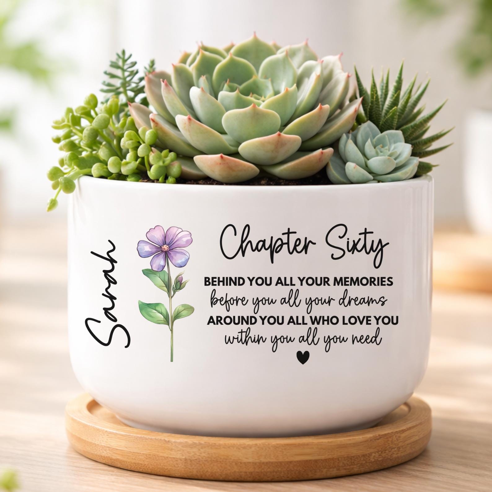 60th Birthday Gifts Ceramic Plant Pot, Sixty Birthday 1966 Gifts, Chapter Sixty Birthday Gift