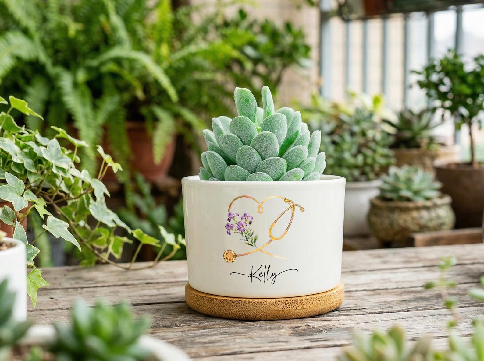 Personalized Nurse Plant Pot, Floral Stethoscope Planter, Custom Nurse Succulent Pot, RN Gift