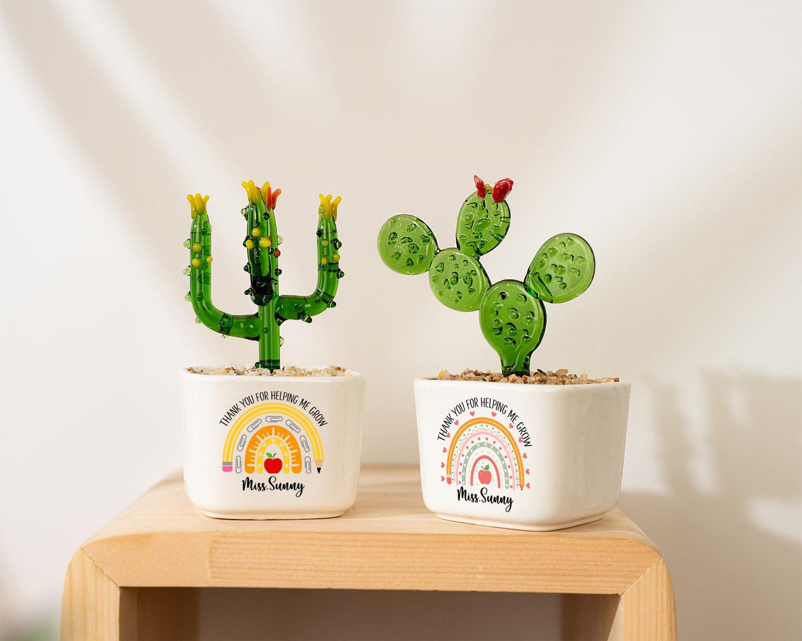 Custom Stained Glass Flower Pot, Thank You for Helping Me Grow, Teacher Appreciation Gift