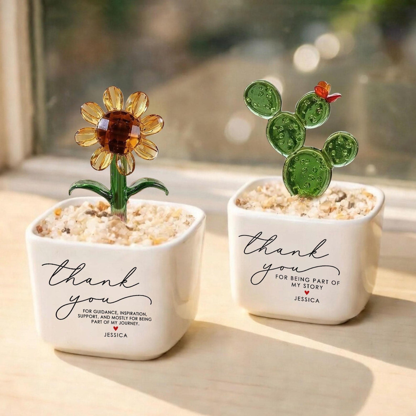 Personalized Mentor Thank You Glass Flower Pot, Teacher Appreciation Gift, Coworker Gift