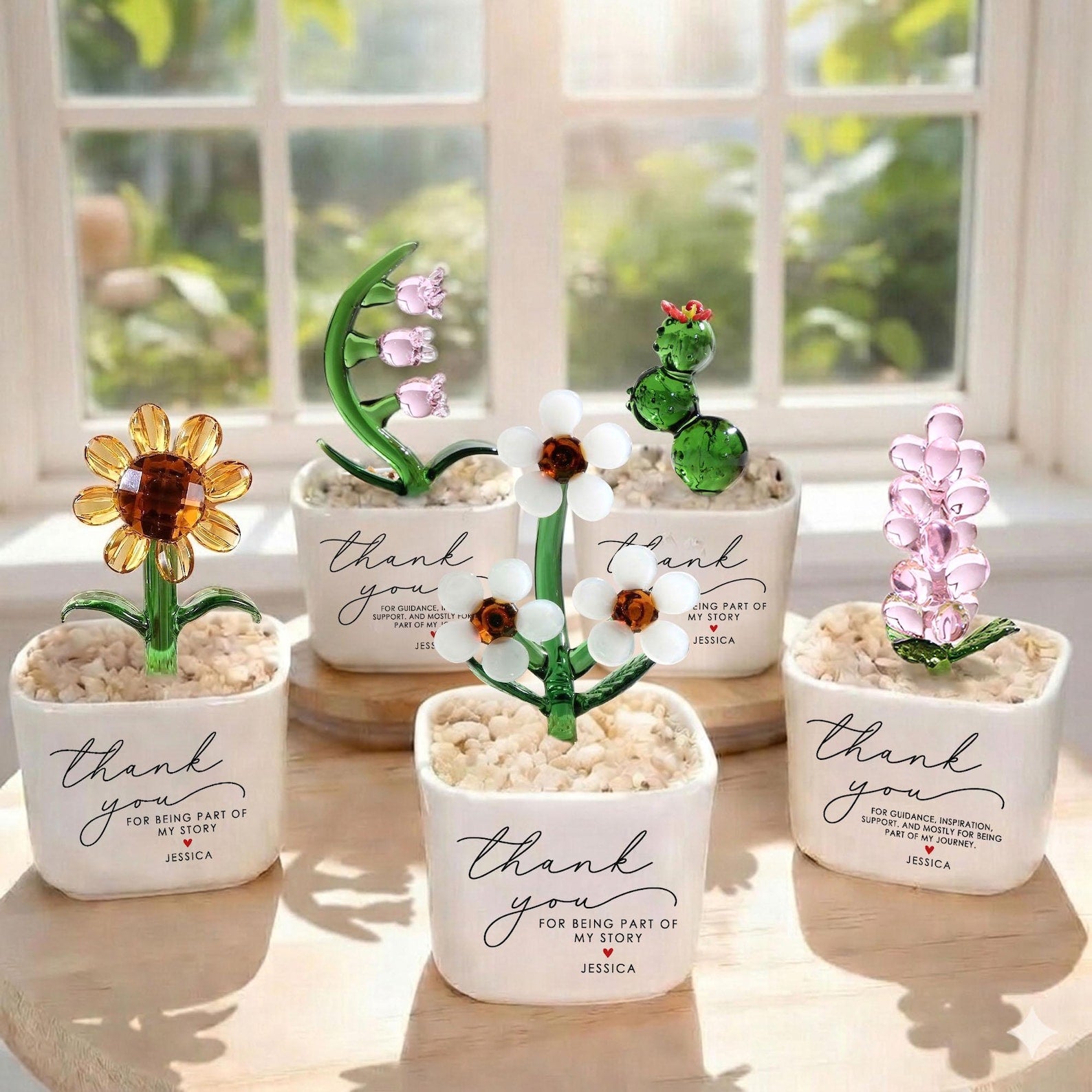 Personalized Mentor Thank You Glass Flower Pot, Teacher Appreciation Gift, Coworker Gift
