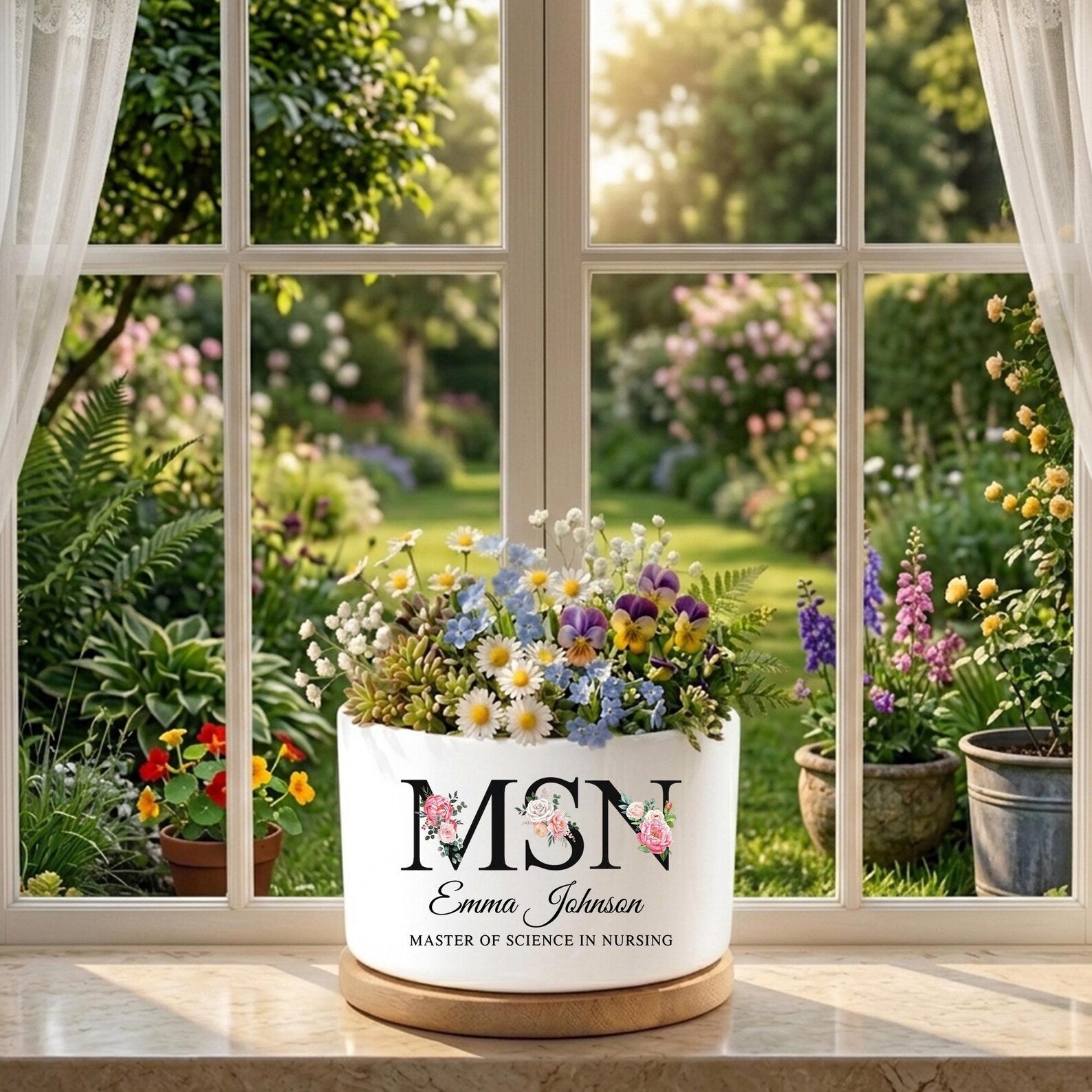 Custom Master of Science in Nursing Plant Pot, Personalized MSN Graduation Gift
