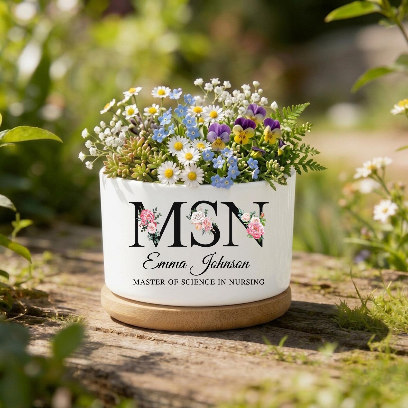 Custom Master of Science in Nursing Plant Pot, Personalized MSN Graduation Gift