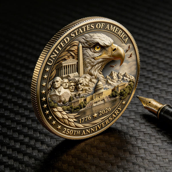 Independence Day Coin, USA 250th Anniversary Commemorative Coin 3D Patriotic Eagle Design, 1776-2026