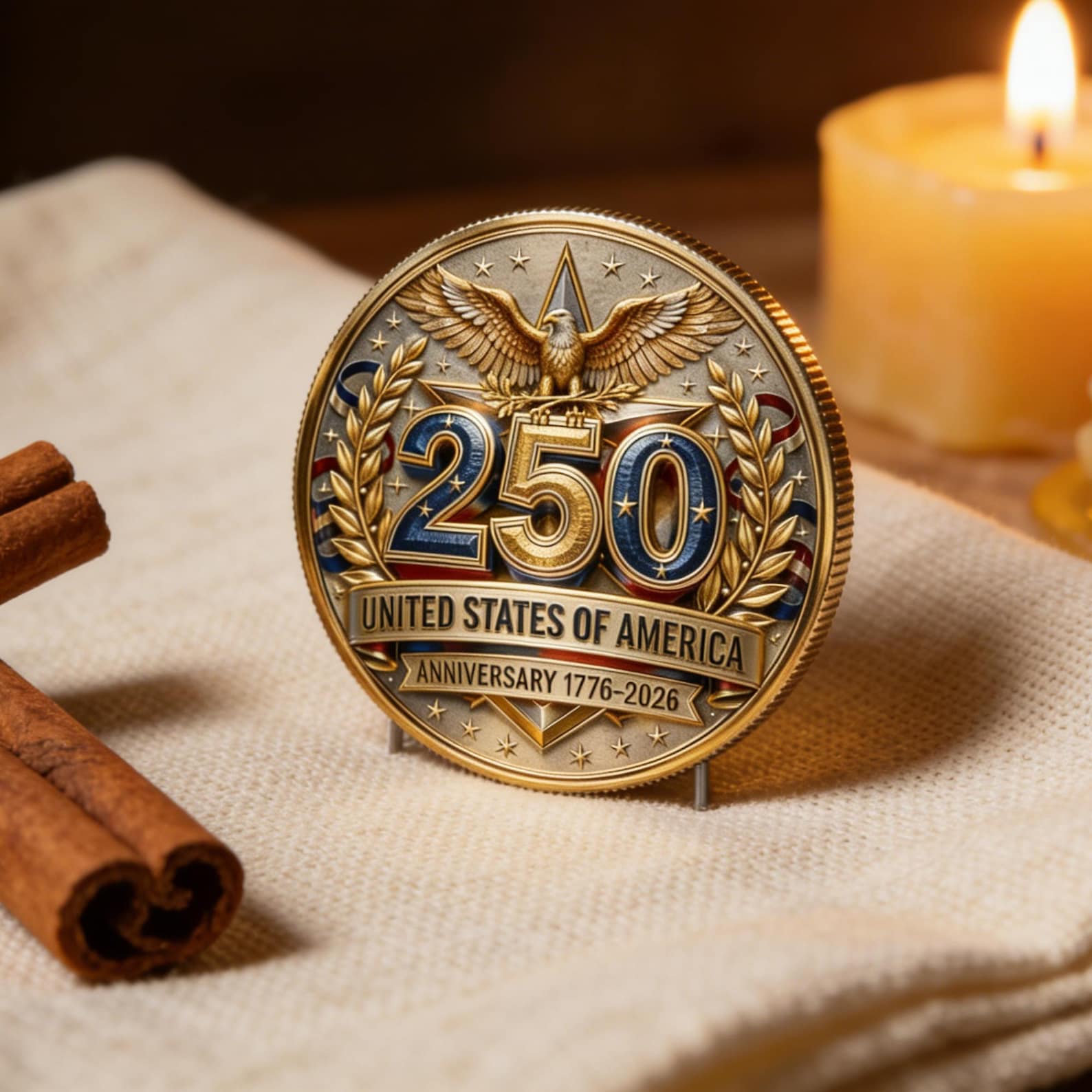 Independence Day Coin, USA 250th Anniversary Commemorative Coin 3D Patriotic Eagle Design, 1776-2026