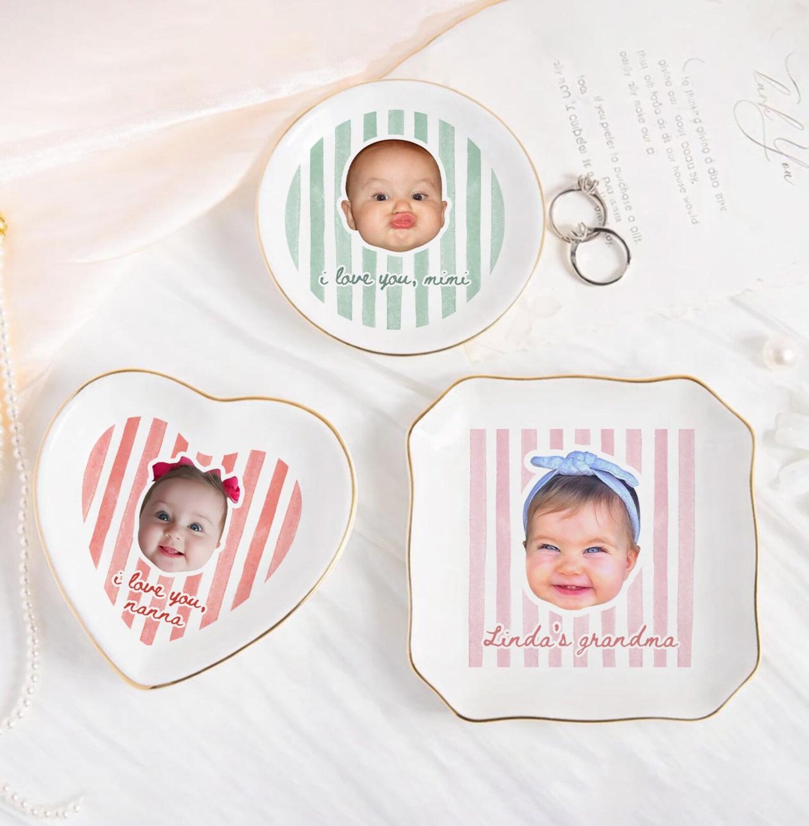 Custom Grandma Gift, Nana Ring Dish, Personalized Photo Trinket Dish