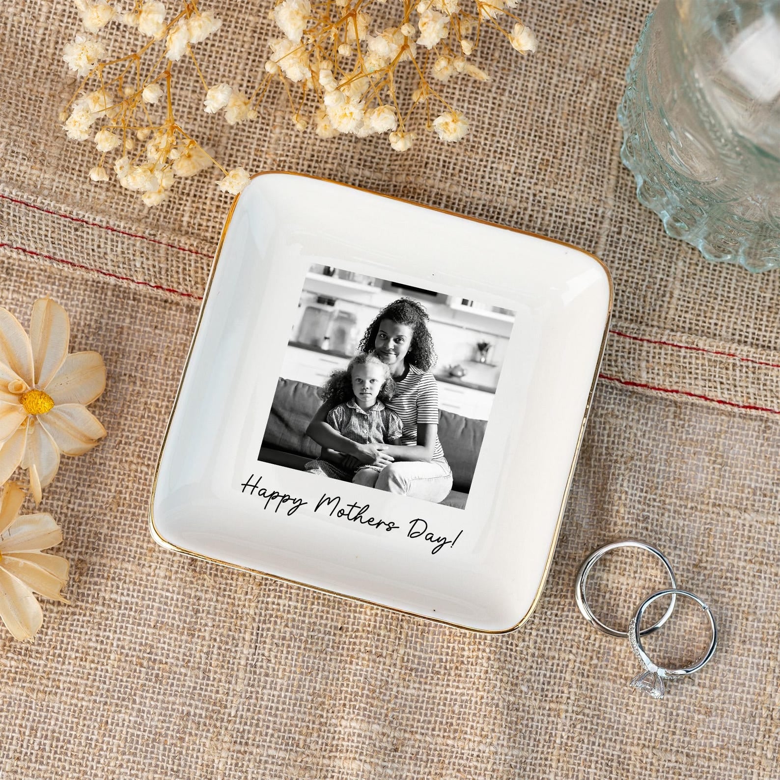 Custom Photo Jewelry Dish, Photo Gifts for Mom, Mom Jewelry Dish