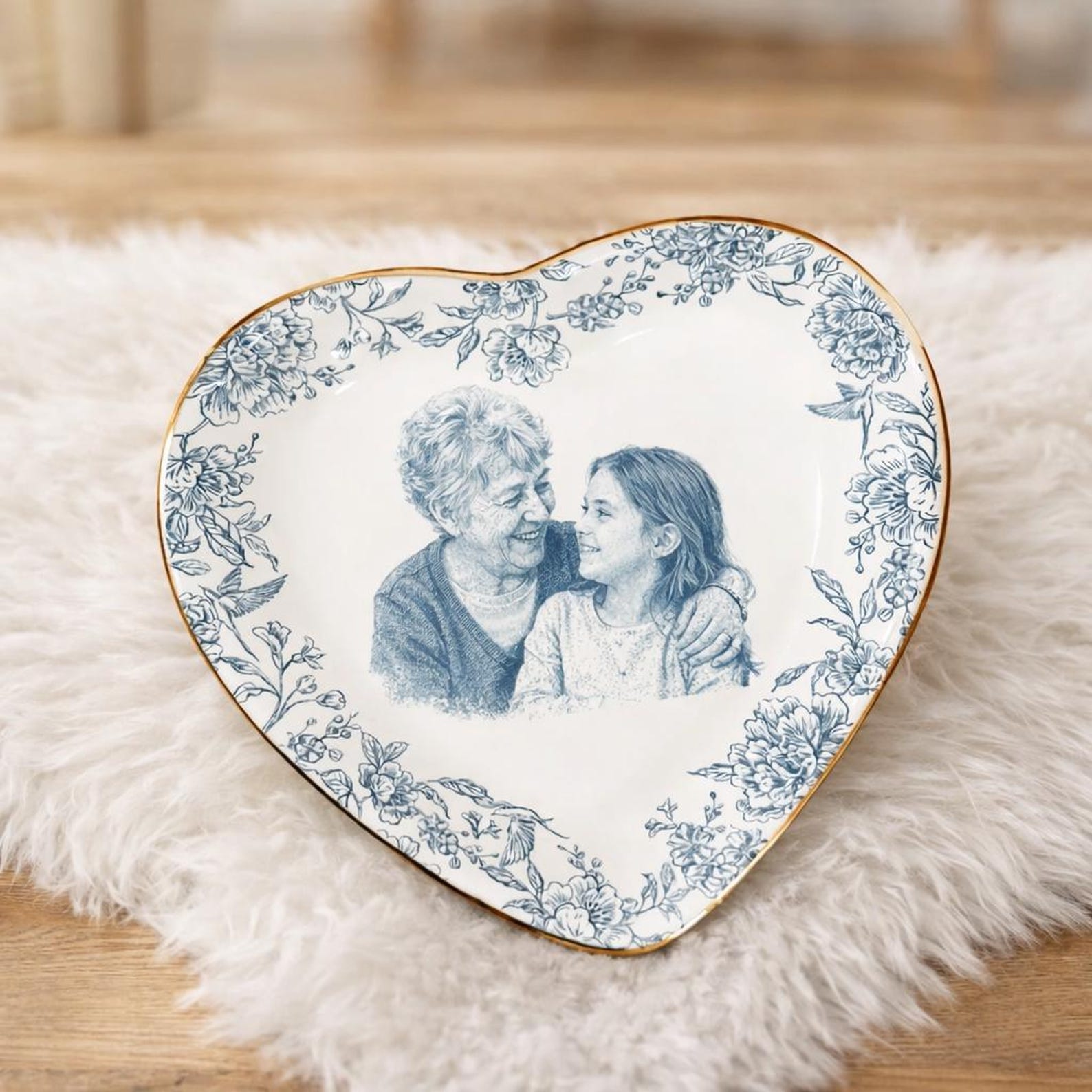 Personalized Pencil Sketch Jewelry Tray, Mothers Day Gift for Mom from Daughter