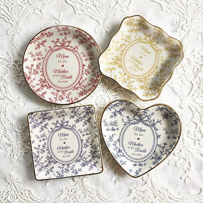 Personalized Mother of the Bride Jewelry Dish, Custom Toile De Jouy Ring Dish