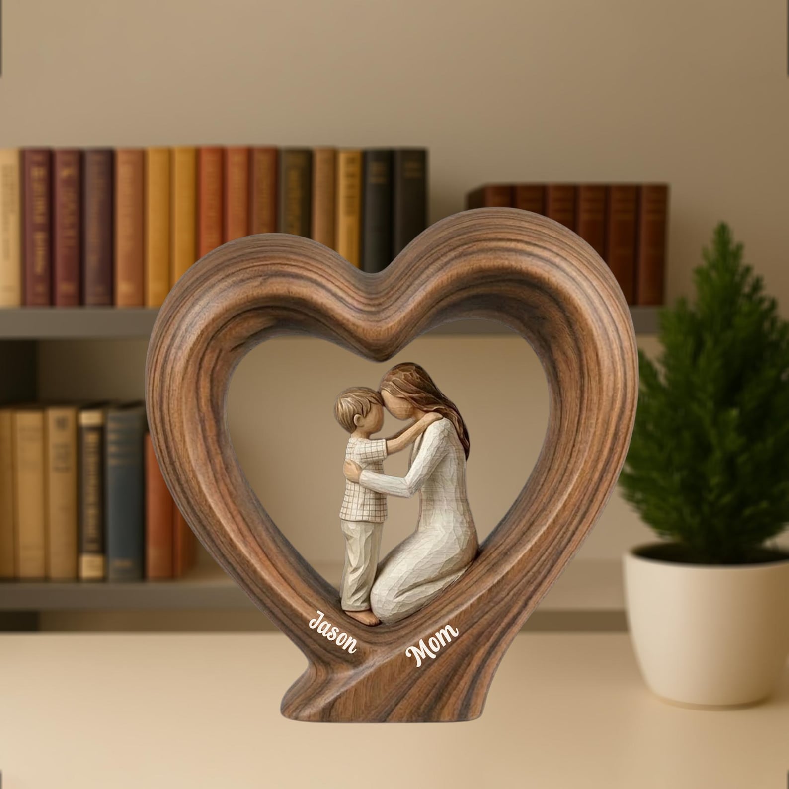 Personalized Mom And Daughter Wooden Block, Mother And Son Gift