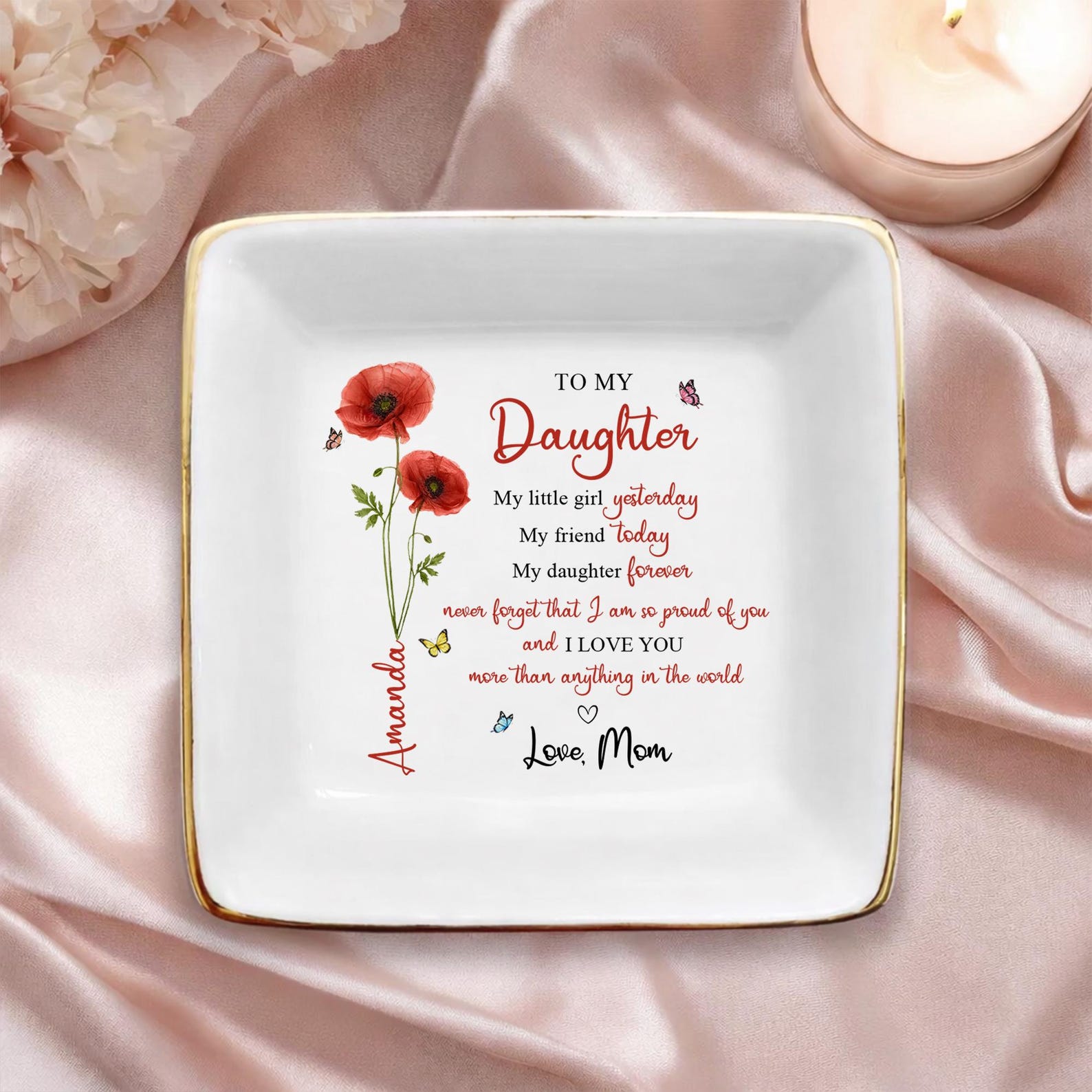 Personalized To My Daughter Jewelry Dish, Gift for Daughter Trinket Tray