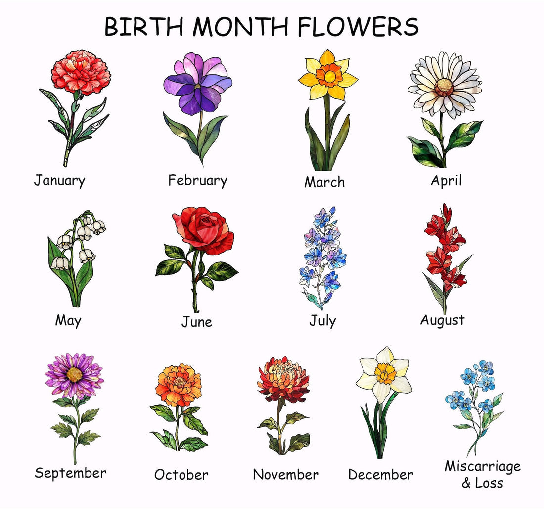 Custom Stained Glass Suncatcher, Birth Flower Garden Window Hanging