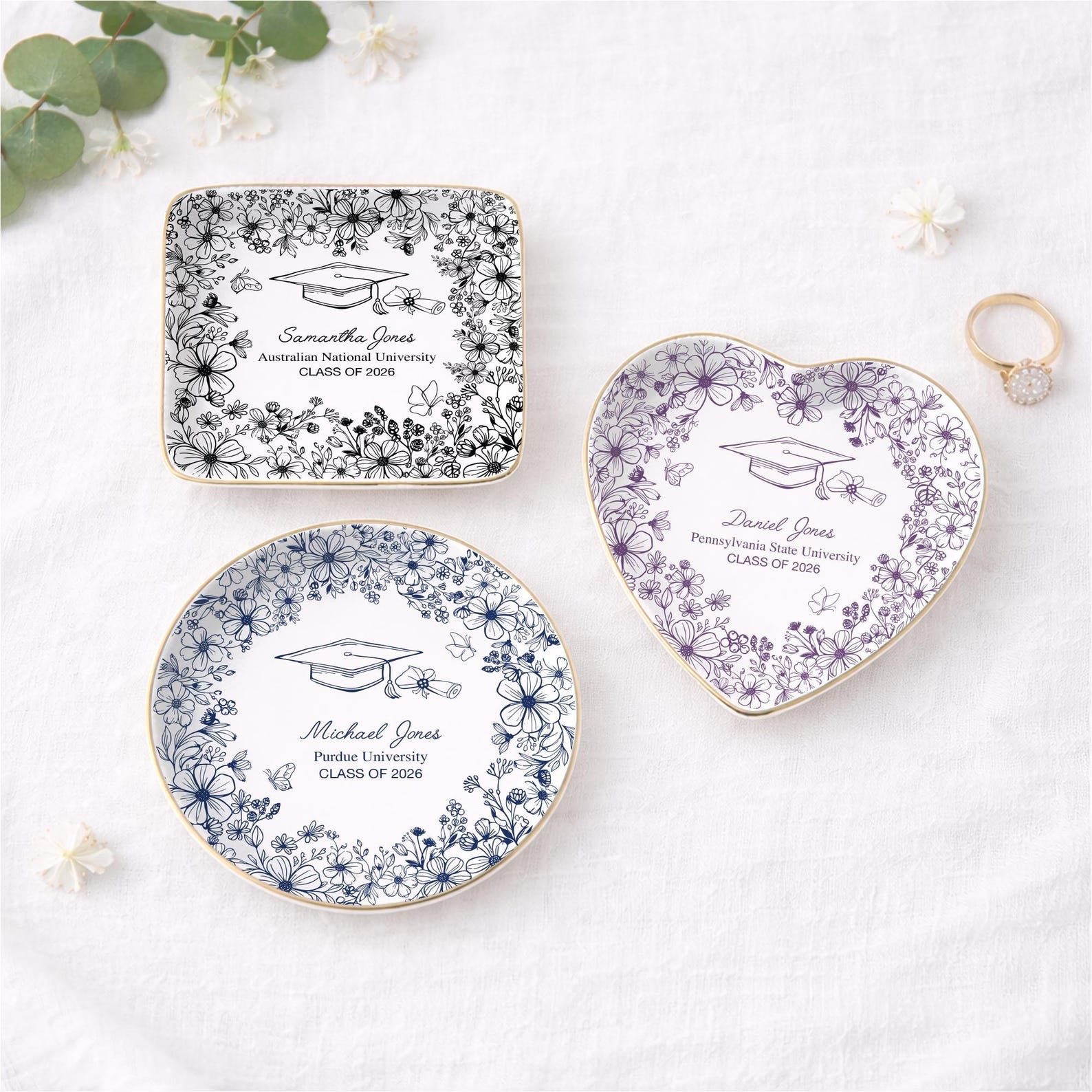 Personalized Graduation Jewelry Dish, Custom Name College Graduation Gift, High School Graduation Gift