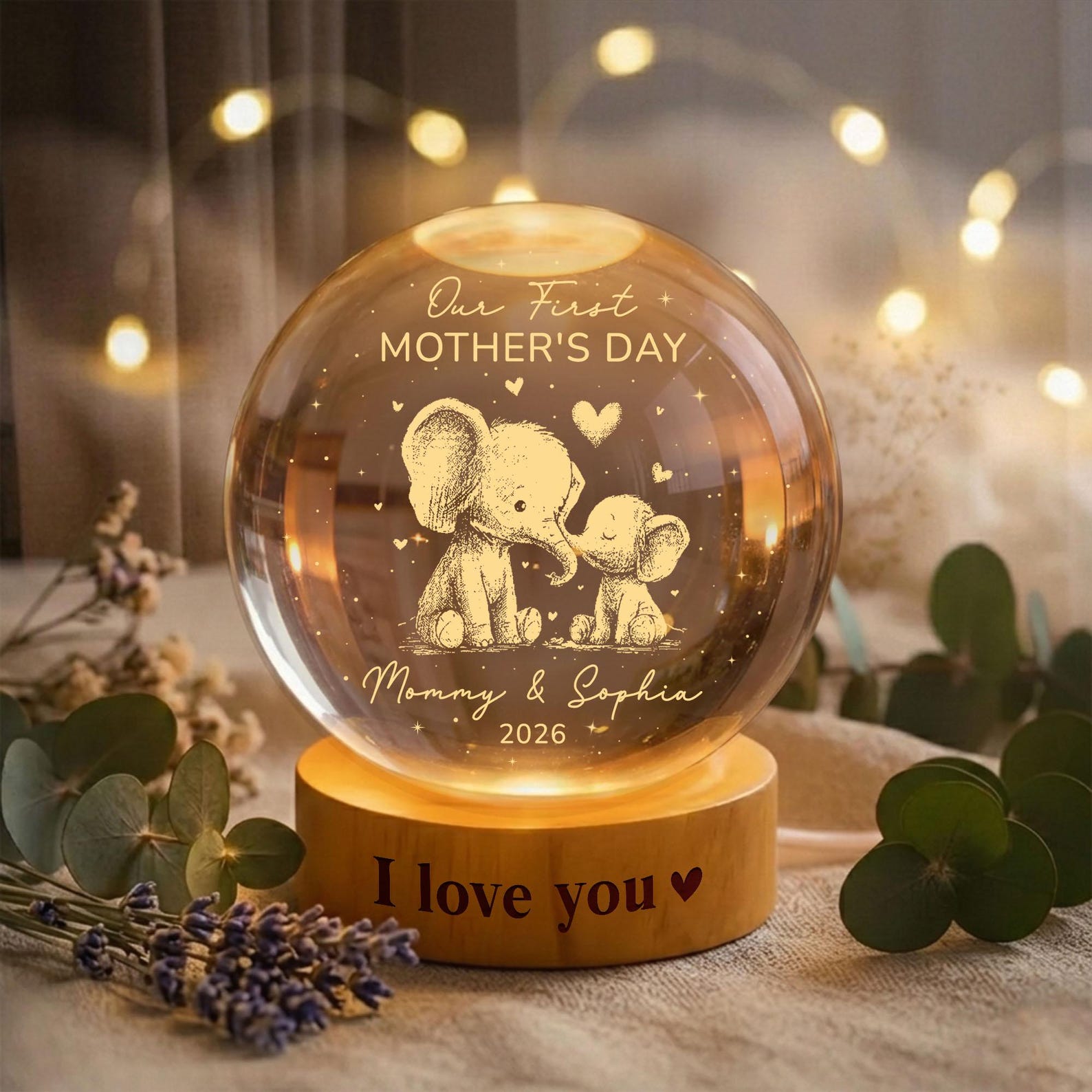 First Mother's Day Gift from Baby, 1st Mothers Day Crystal Ball Night Light