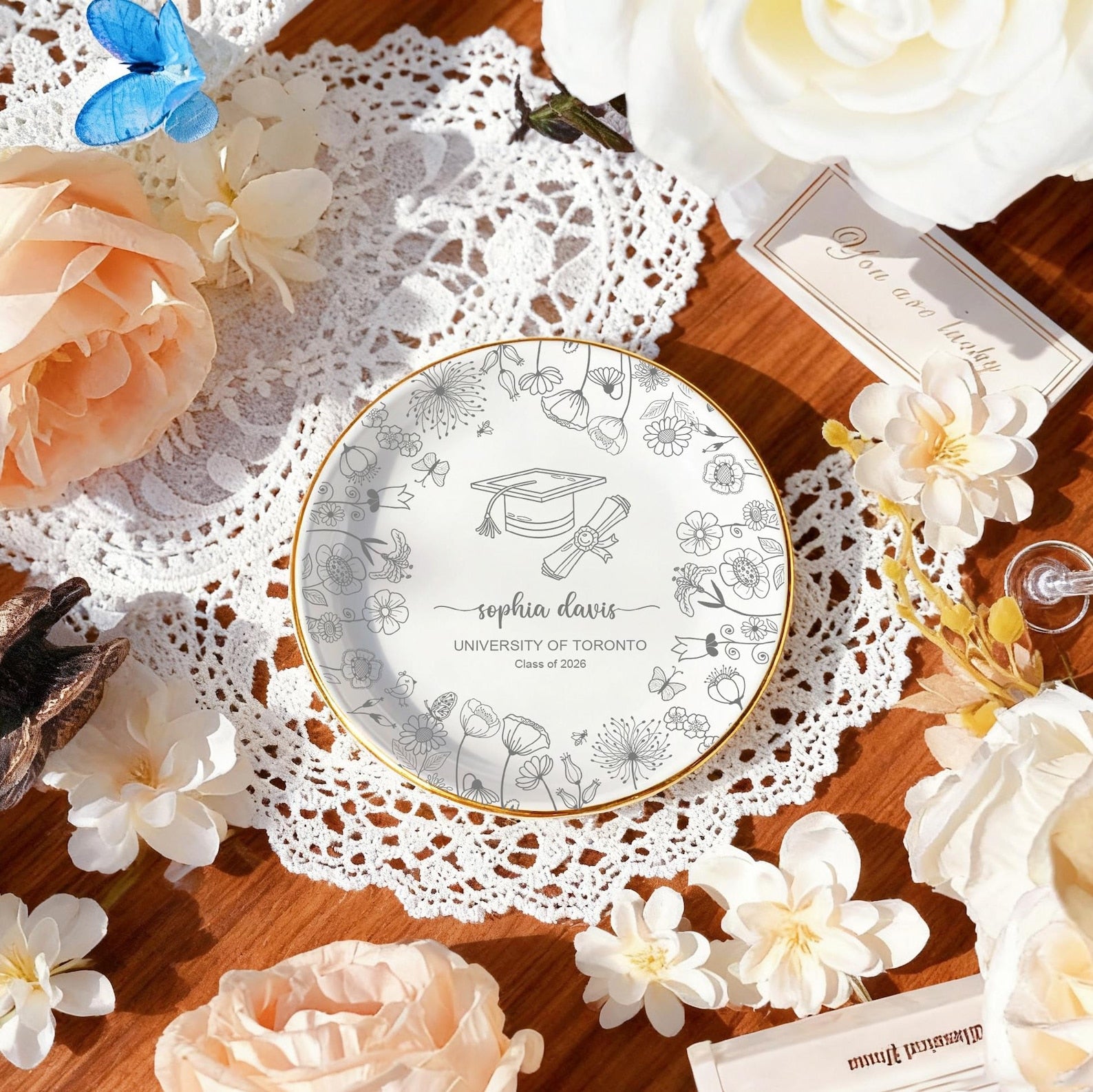 Personalized Graduation Ring Dish, Custom 2026 Jewelry Trinket Tray