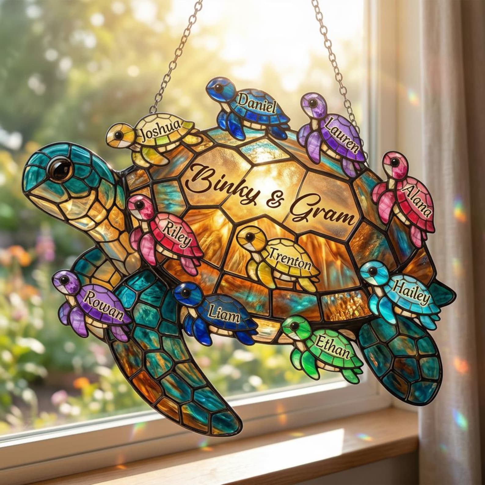 Personalized Grandma Sea Turtle Acrylic Suncatcher