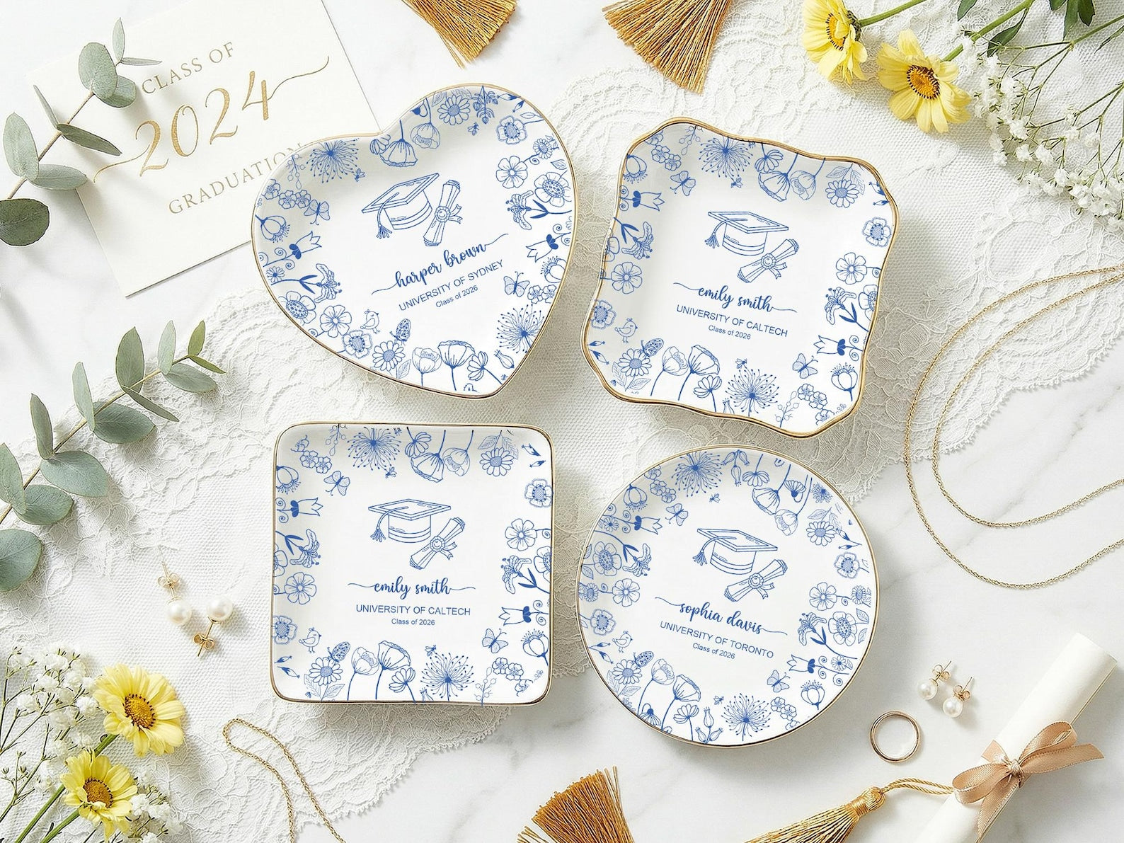 Personalized Graduation Jewelry Dish, Class of 2026 Gift, Graduation Trinket Dish
