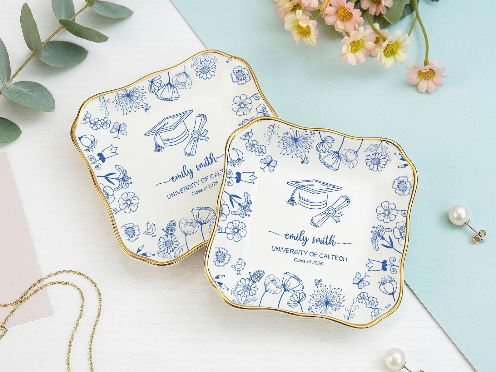 Personalized Graduation Jewelry Dish, Class of 2026 Gift, Graduation Trinket Dish