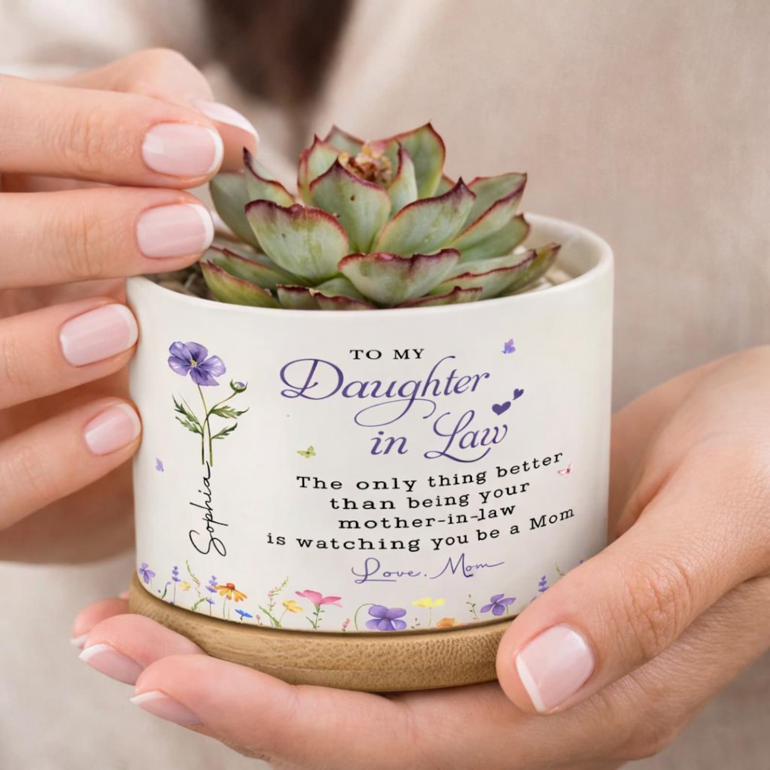 Personalized Daughter in Law Plant Pot, The Only Thing Better Than Your Mother Flower Pot