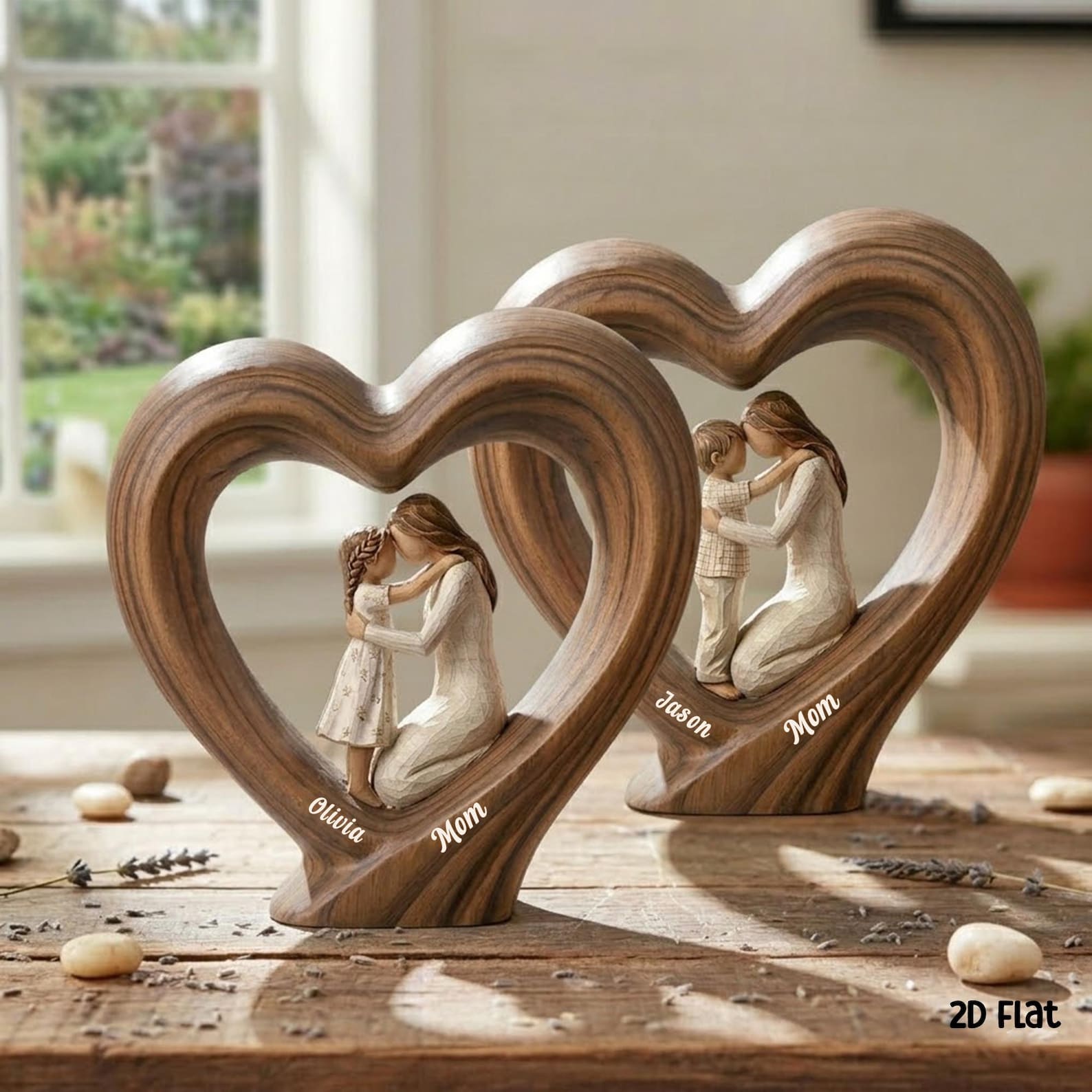 Personalized Mom And Daughter Wooden Block, Mother And Son Gift