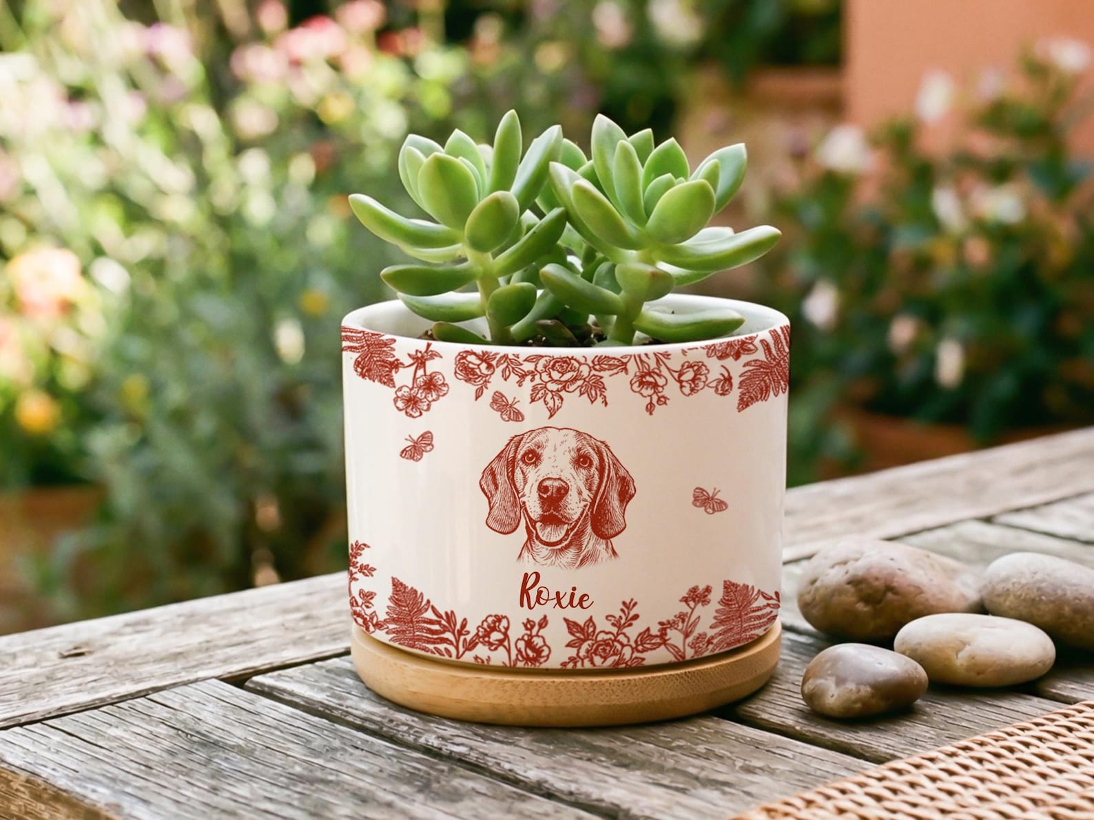 Personalized Pet Memorial Planter, Custom Pet Portrait Plant Pot, Sympathy Gift