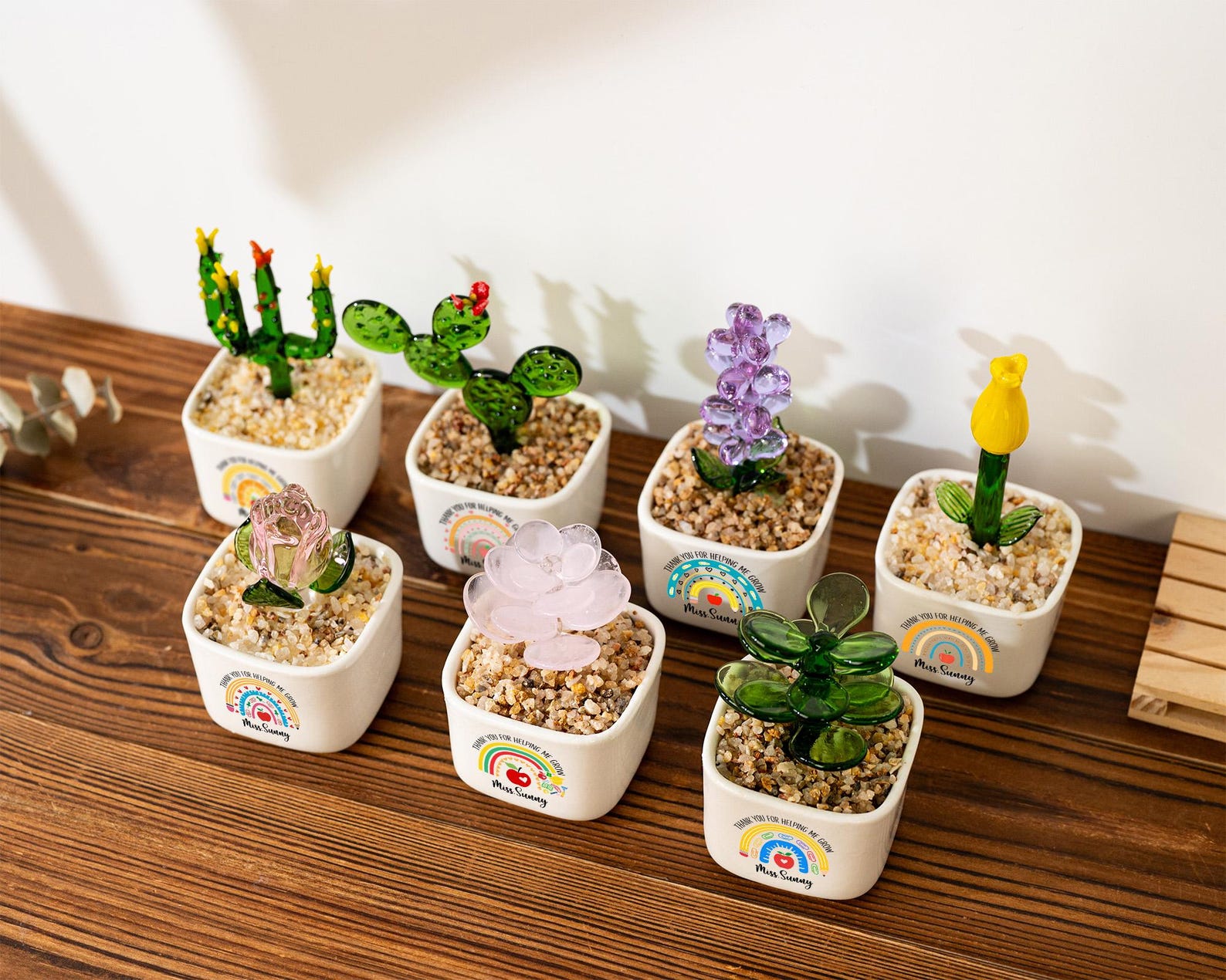 Custom Stained Glass Flower Pot, Thank You for Helping Me Grow, Teacher Appreciation Gift