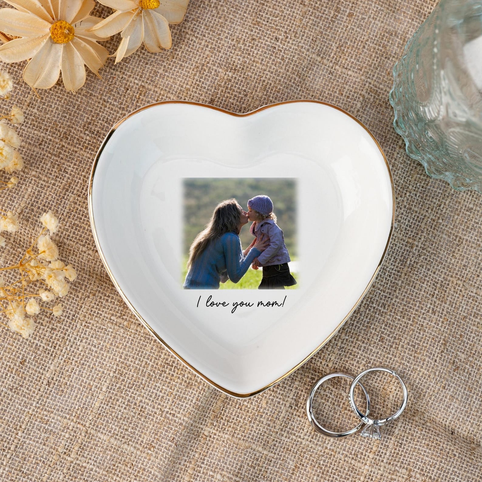 Custom Photo Jewelry Dish, Photo Gifts for Mom, Mom Jewelry Dish